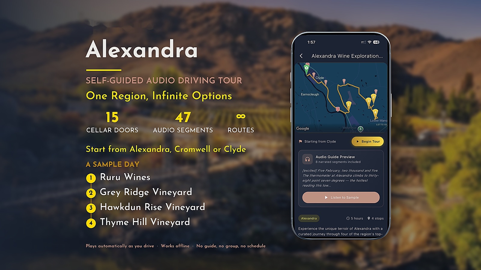 Alexandra self-guided wine tour