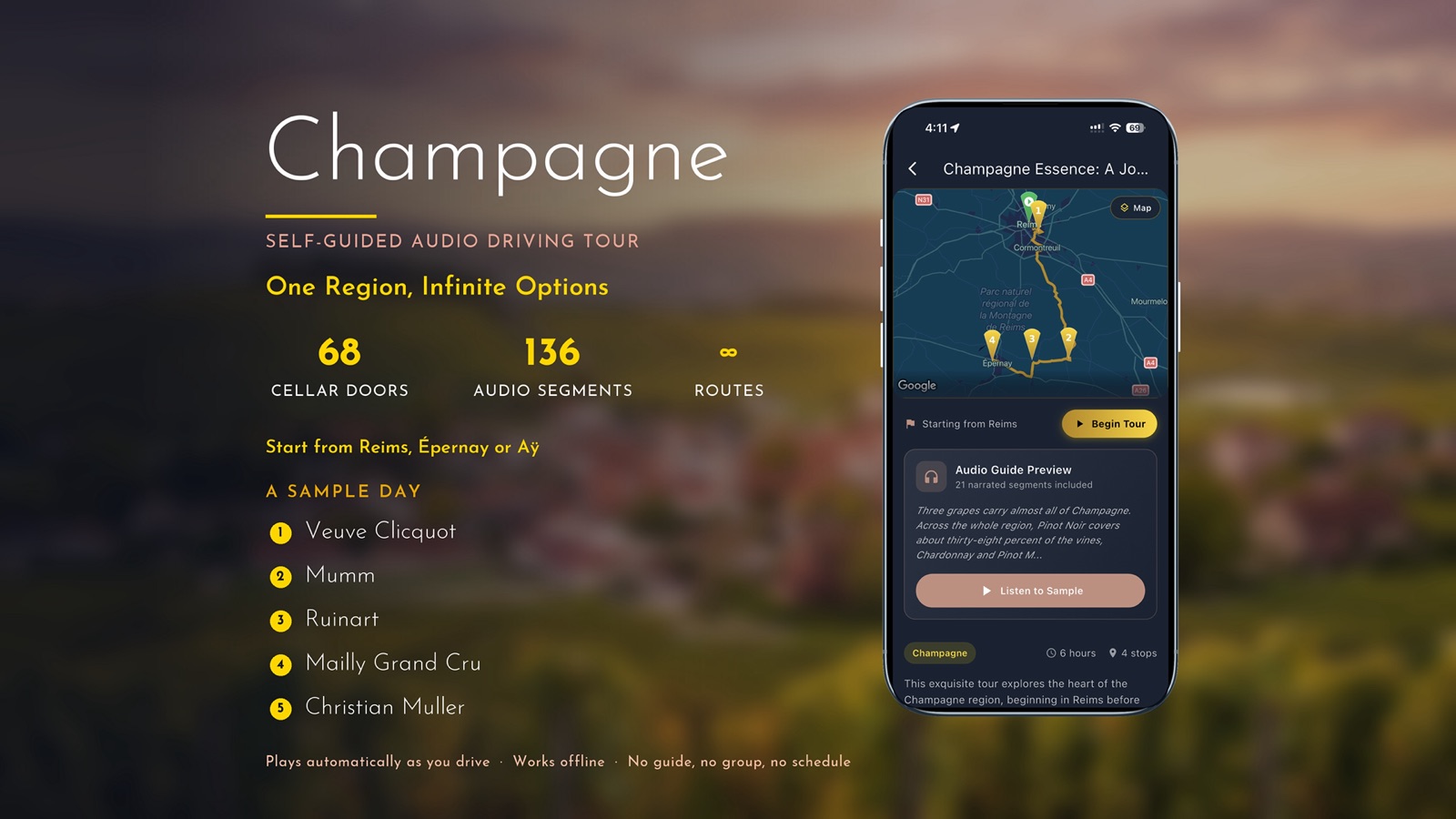 Village and vineyards in the Champagne wine region