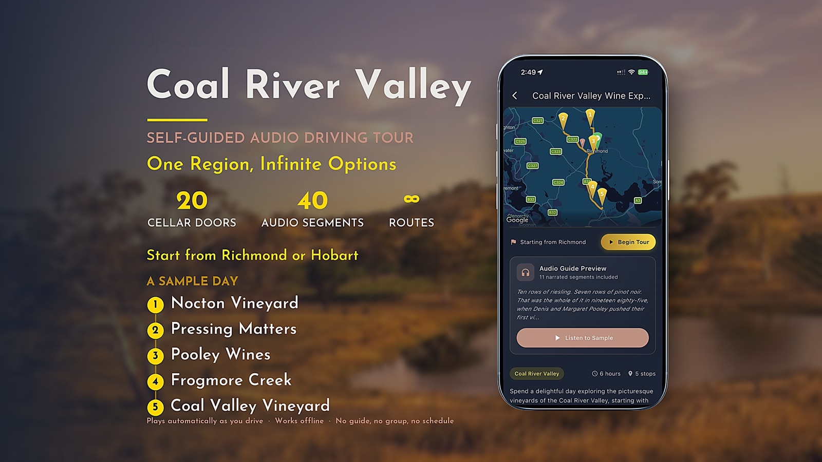Coal River Valley self-guided wine tour