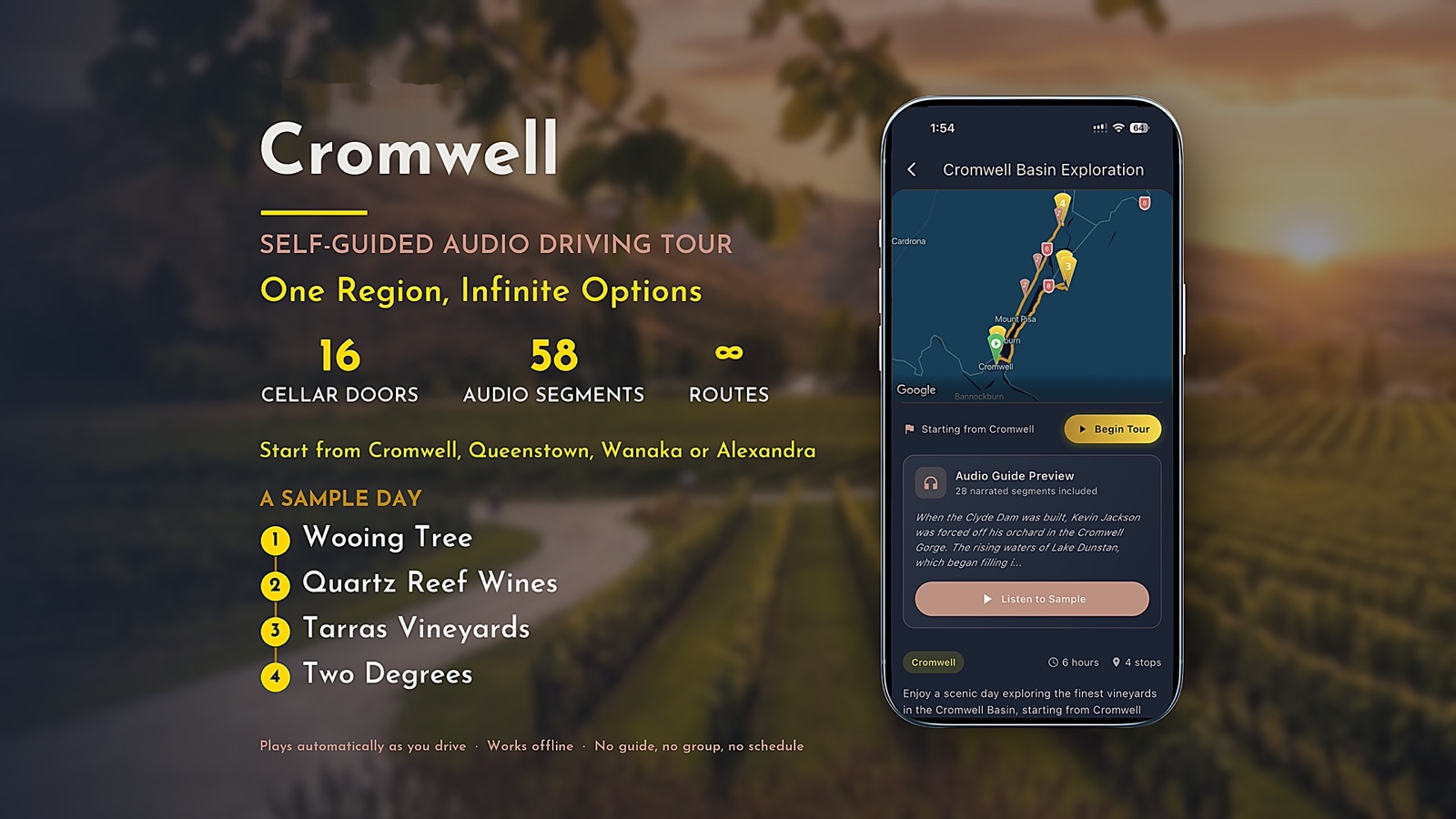 Cromwell self-guided wine tour