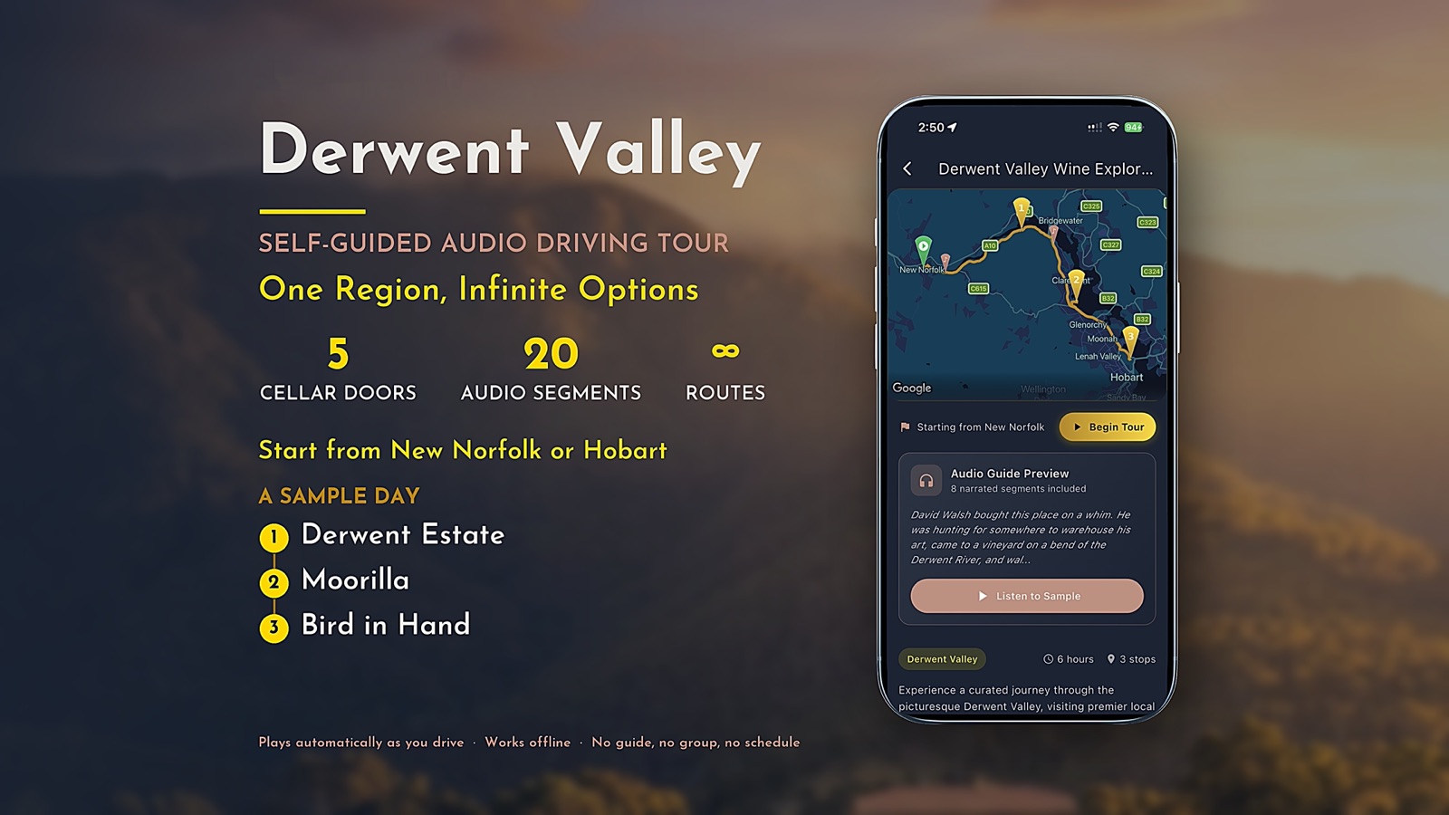 Derwent Valley self-guided wine tour