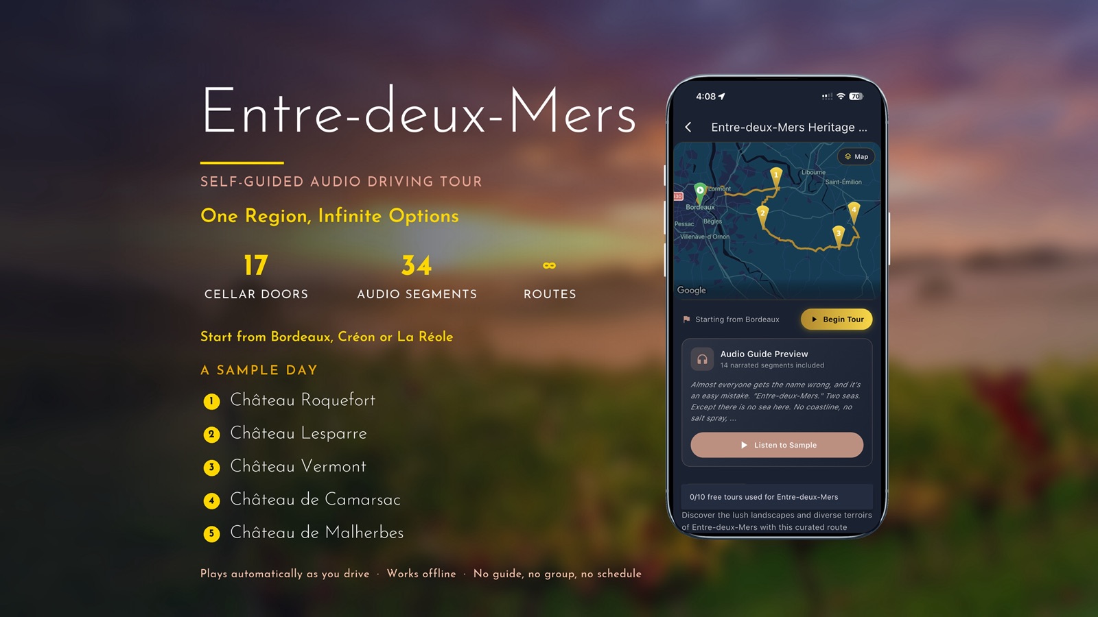 Entre-deux-Mers self-guided wine drive listing card