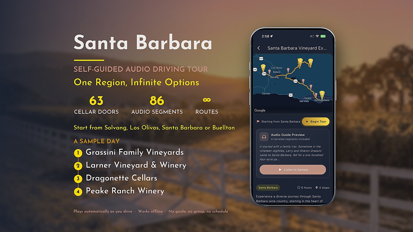 Santa Barbara self-guided wine tour listing