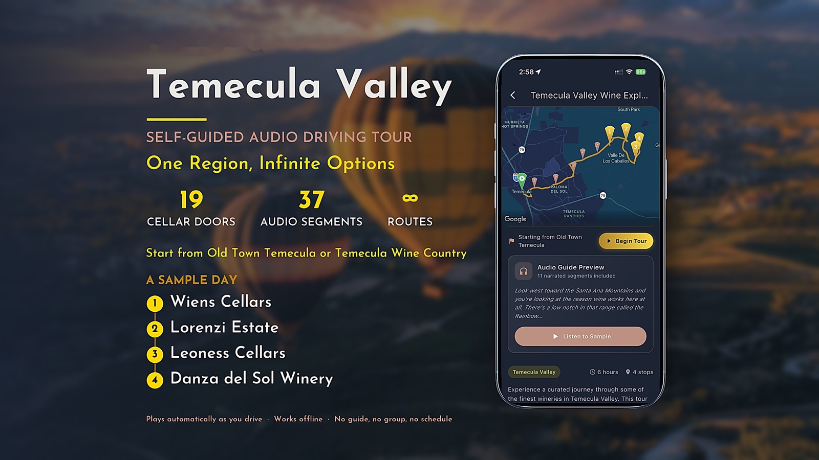 Temecula Valley self-guided wine tour listing